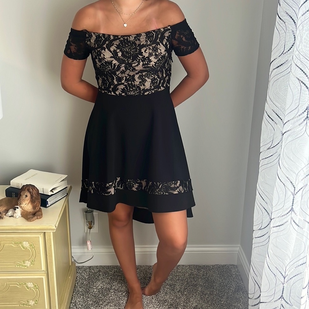Cream and black cocktail dress/homecoming dress